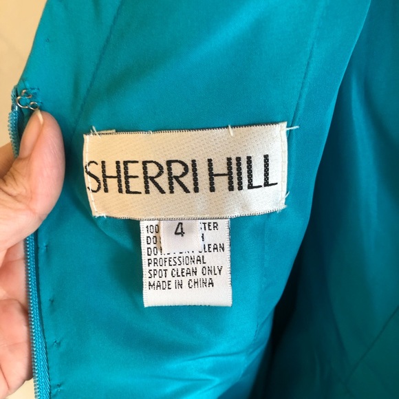 Sherri Hill Jeweled Fit & Flare Dress, SZ 4, Turquoise, Teal, Aqua, Rhinestone - Picture 5 of 7